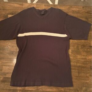 Men's Classic Navy Crewneck Sweater with White Stripe